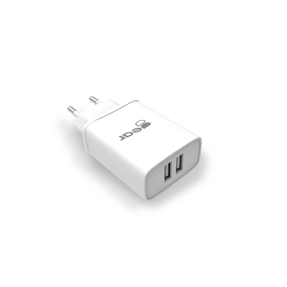 Laddare 220V 2xUSB-A 3,1A (Vit) - Warmly